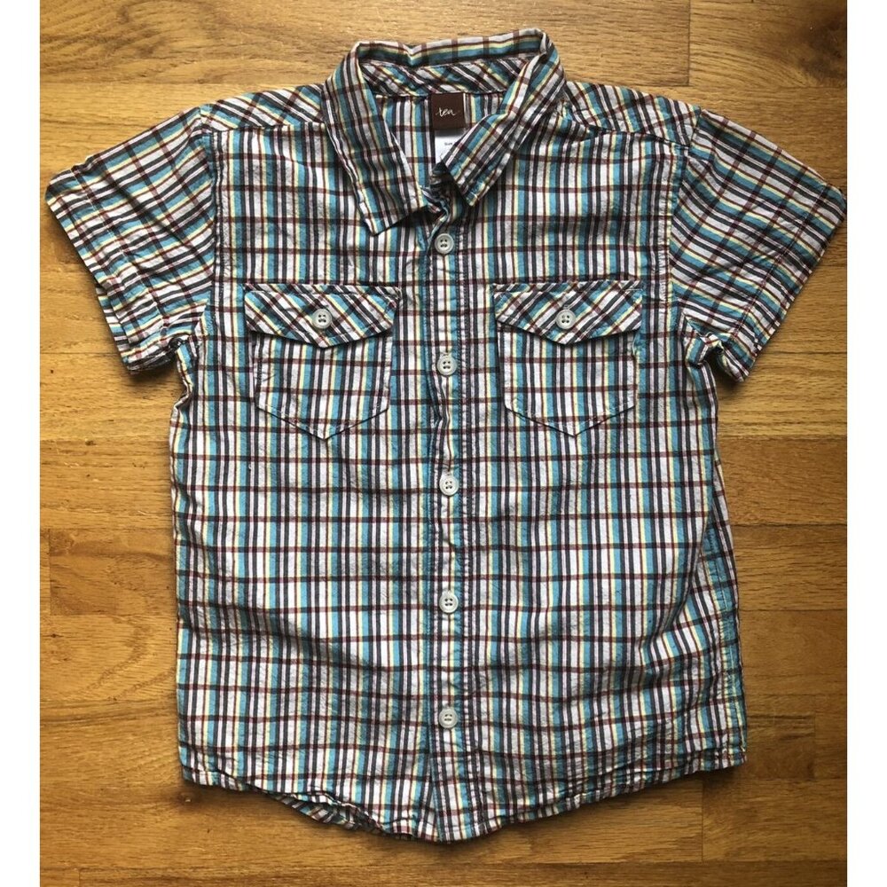 Tea Size 7 Short Sleeved Button Up Beach Shirt